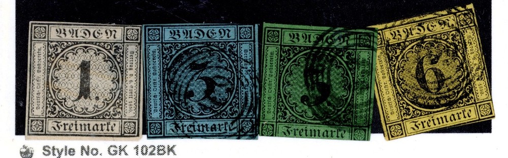 BADEN–Lot of 4 Stamps Scott #6-#9