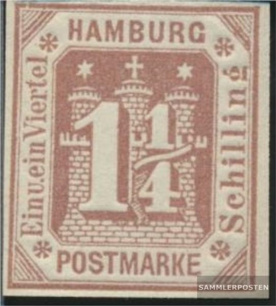 Hamburg 20U ND reissue ungezähnt MNH 1866 Hamburg Coat of Arms