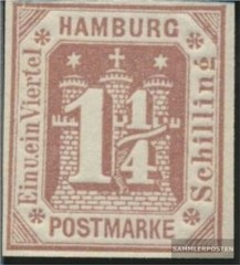 Hamburg 20U ND reissue ungezähnt MNH 1866 Hamburg Coat of Arms