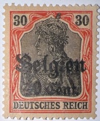 Travelstamps: Germany Offices in Belgium Stamps 30pf w/ 40c OP MOGH Wmk