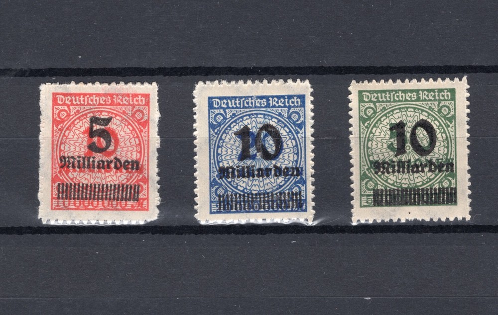 GERMANY REICH 1923 HIGH INFLATION SCARCE SERRATE ROULETTE 319-321 PERFECT MNH