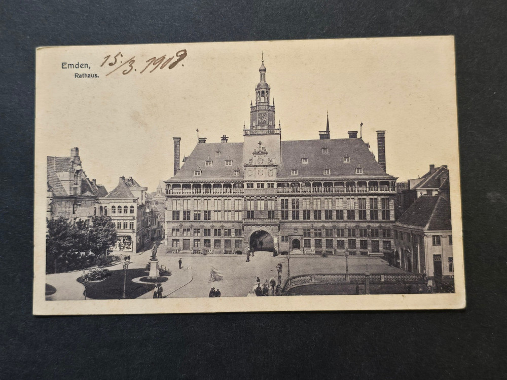 1909 Emden Germany Rathaus Town Hall German Postcard Handwritten Dated