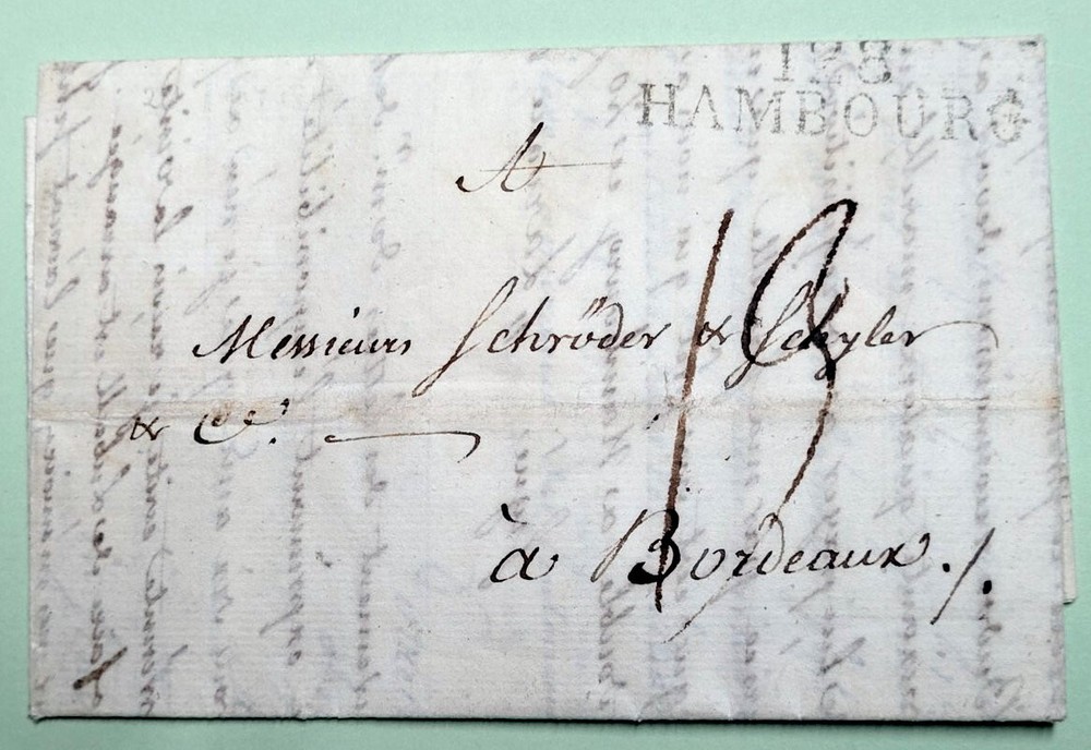 Germany State 1811 STAMPLESS LETTER Hambourg 128 Cancel, Bordeaux FREE USA SHIP