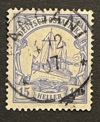 Travelstamps: Germany East Africa Stamps 15 Heller Kaiser’s Yacht Used NG WMK