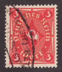 1921 Germany Sc# 151 – 3pf with railway cancel – Used Cv$15