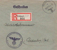 GREECE GERMANY OCCUPATION WW2 Cover *FELDPOST.842* Reg 1942 Reichenberg XD112