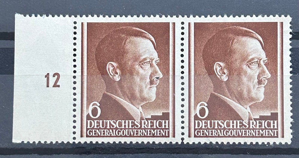1941 German occ. of Poland GG Stamps (pair) – A. Hitler 6gr MNH Mi:DR-GO72 /744