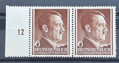1941 German occ. of Poland GG Stamps (pair) – A. Hitler 6gr MNH Mi:DR-GO72 /744