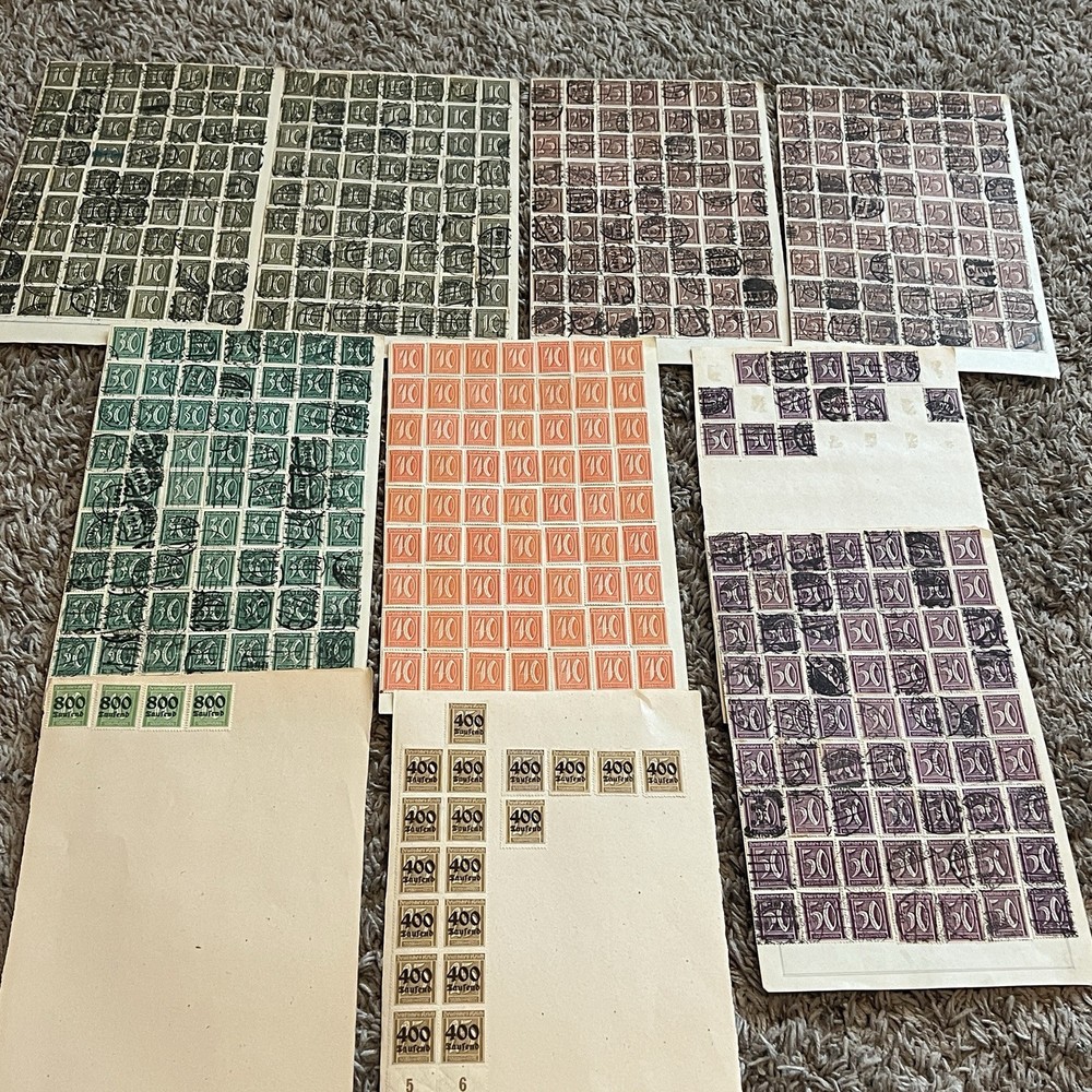 AMAZING GERMANY MINT AND USED STAMP HOARDER LOT WORLD WAR I ERA INFLATION OVPTS