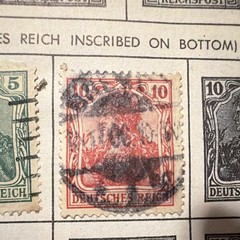 Germany Deutsches Reich Germania 5 & 10 Green Red Used Handstamped Stamps