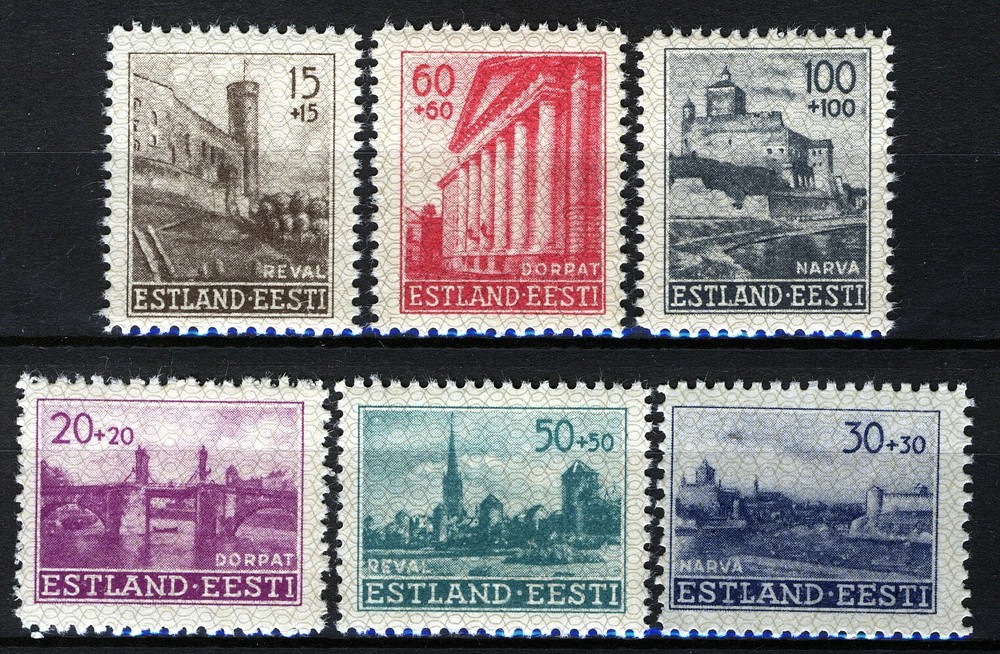 German WW2 occupation Estonia 1941, Reconstruction set MNH, Mi 4-9, Sc #NB1-NB6