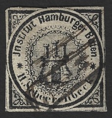 Germany HAMBURG Boten H. Scheerenbeck 1862 1pf local post stamp imperf used #2