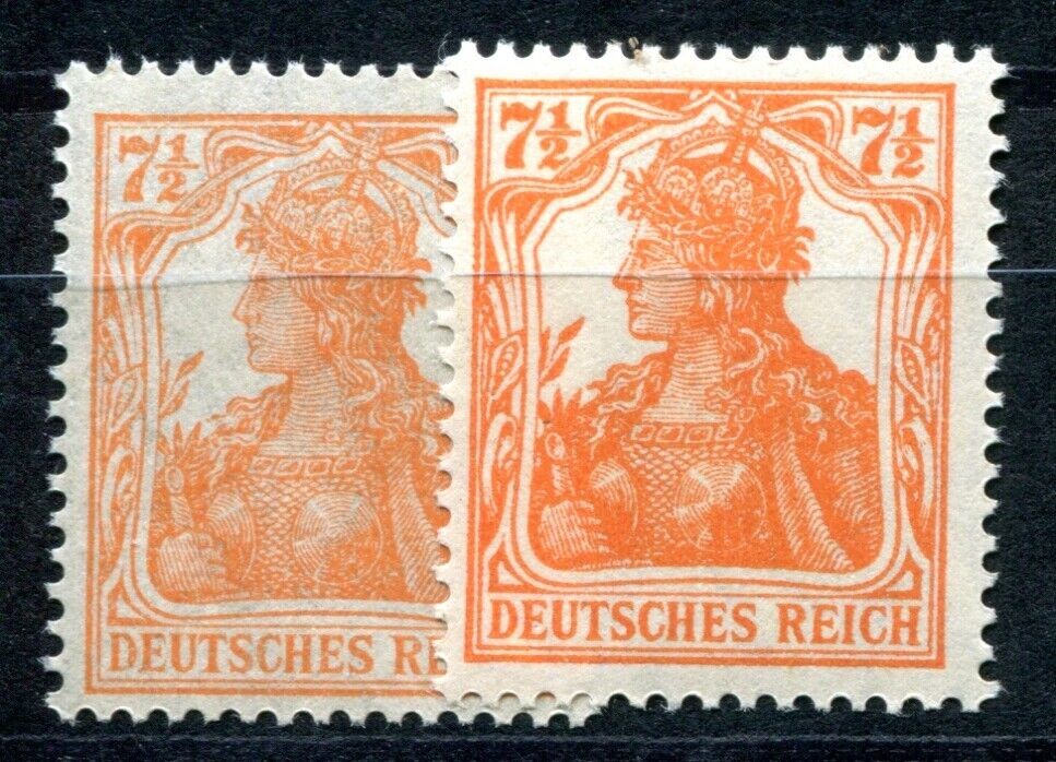 GERMANY 1916 99a,b ** MNH COLORS red-orange + yellow-orange (09447