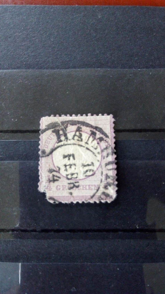 Germany 1872 Arms Embossed 1/4, fault, nice 1874 pmk!