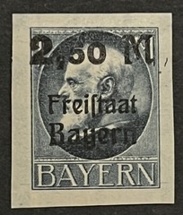 Travelstamps: Germany Bayern Imperf Stamps Mi 176 – 2.50 Mark OP Mint MOGH