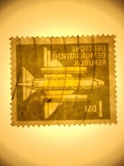 Rare used Airmail GDR stamp (Wz 2 lying), type. auction value 1200 eur