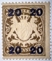 Travelstamps: 1920 Germany Bayern Overprint Stamp Scott#237, Mi 177 – Mint Og Lh