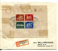 Germany 1935 Mi Block 3 OSTROPA Sheet Registered Cover Berlin RARE 7331