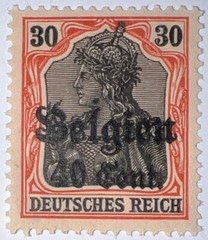 Travelstamps: Germany Offices in Belgium Stamps WWII, 30pf w/ 40c OP MOGH Wmk