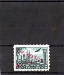 SERBIA Sc 2NC14(MI 29)**VF NH 1941 8D/40D BLACKISH GREEN, AIRMAIL,$38