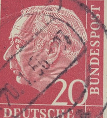GERMANY ~ Deutrche/Bundespost ~ 20 Saufend Red Stamp ~ Posted ~ c.1954 ~ Y39