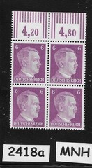 MNH stamp block 1941 Adolf Hitler PF06 Sc 510 Third Reich era Germany #2418a
