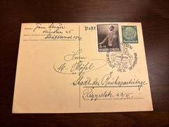 WW2 WWII German Portrait Third Reich Stamps post card Munich Stamp 1939
