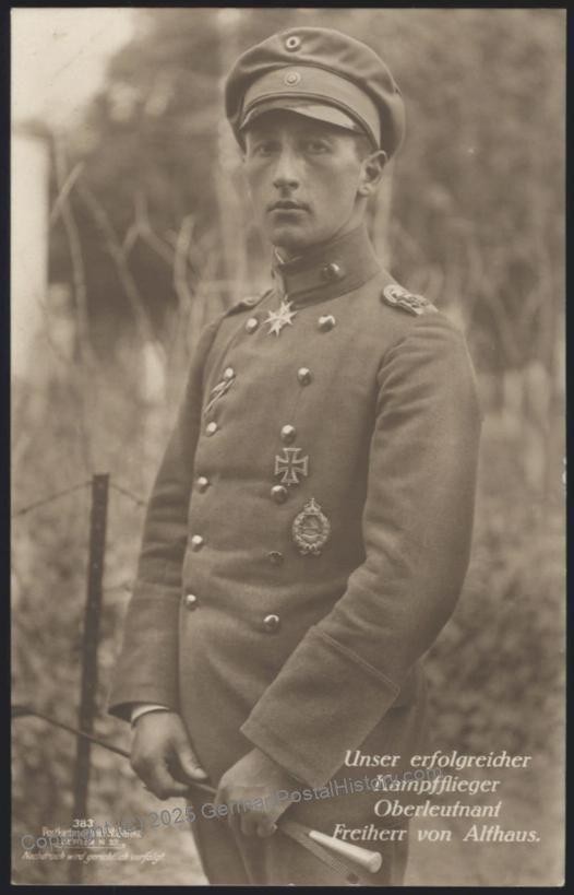 German WWI Ace Leutnant Freiherr von Althaus Sanke Nr383 RPPC UNUSED 115315