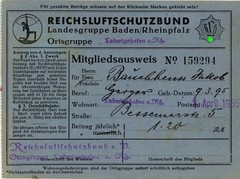 Germany Nazi era membership card RLB Baden-Rheinpfalz 1935 fiscal