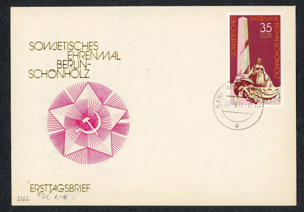 GDR 1977 First Day Cover #1851 Soviet Memorial Berlin-Schönholz Karl-Marx-Stadt