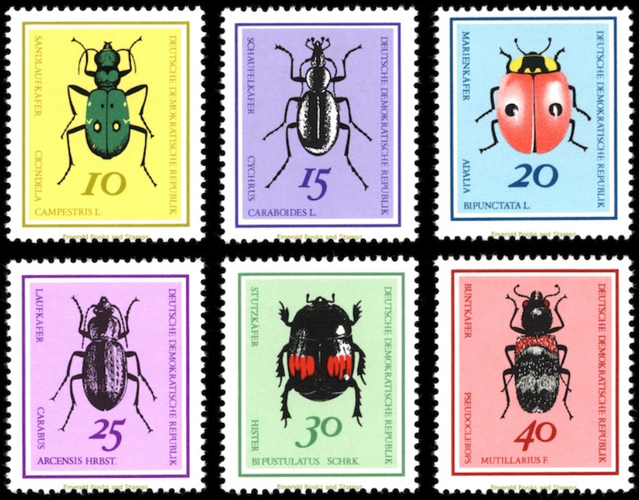 EBS East Germany DDR 1968 – Beautiful Beetles – Michel 1411-1416 – MNH**