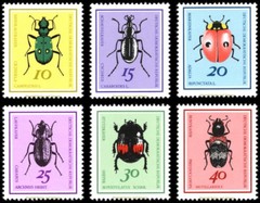 EBS East Germany DDR 1968 – Beautiful Beetles – Michel 1411-1416 – MNH**