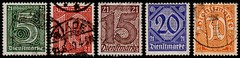 Germany Scott OL9-OL13 (1920) Used/Mint H F, CV $8.50 C
