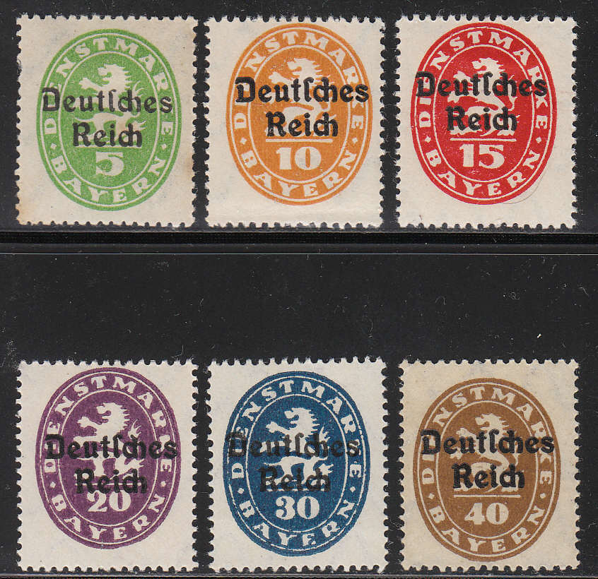 Stamp Germany Official Mi 034-9 Sc O52-7 1920 Dienst Reich Bavaria Overprint MNH