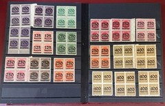 Germany, 1919-1923, Mint, Never Hinged Blocks of 4, including Varieties