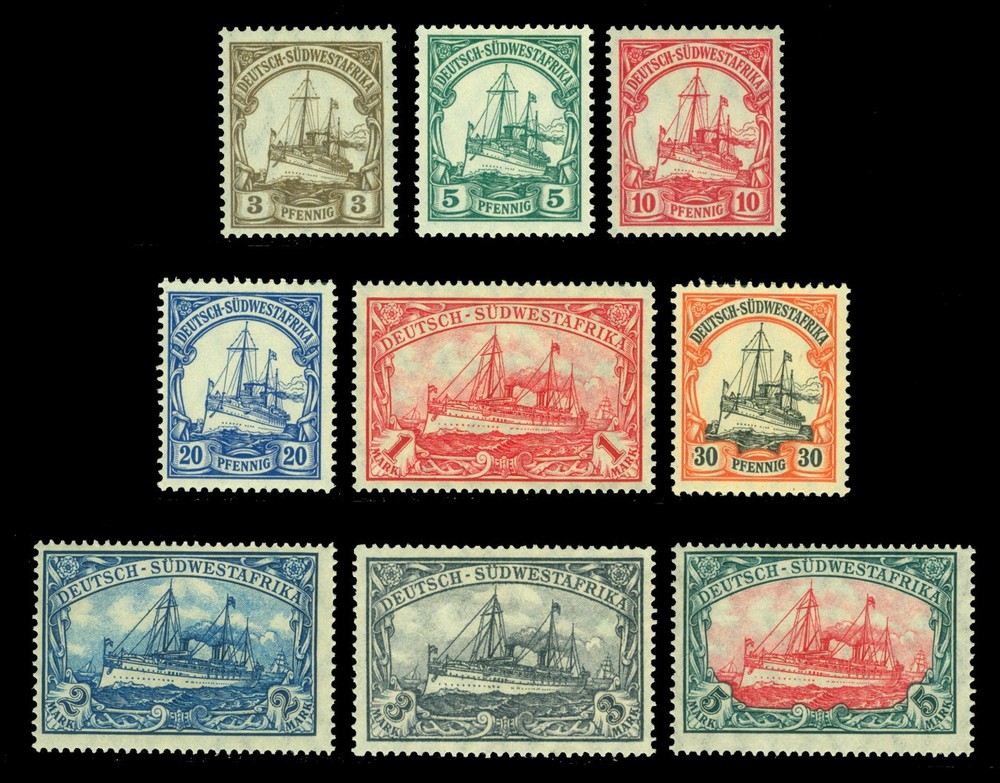 German Colonies – SOUTH WEST AFRICA 1906 Kaiser’s YACHT set Sc # 26-34 mint MNH