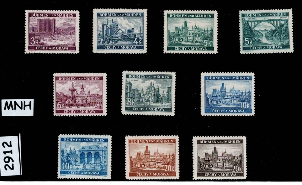 MNH Stamp set Third Reich Architecture Germany Occupation of BaM WWII #2912