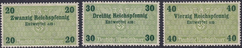 Stamp Germany Revenue WWII 3rd Reich Bill Exchange Fiscal Tax Selection 5 MNH
