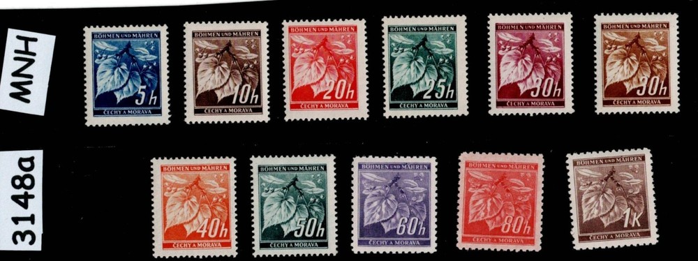 MNH Stamp set 1940s Third Reich occupation of BaM WWII Linden Leaves #3148a