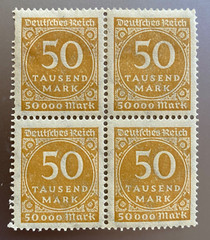 Stamp Germany Deutsches Reich 1923 Inflation 50 tausend mark Block unused MH OG