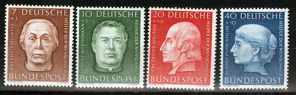 Germany Sc B338-B341 Multicolor 7pf-40pf 1954 MNH Original Gum Set