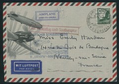 1935, GERMANY EUROPA-SOUTHAMPTON CATAPULT FLIGHT PRE-PRINTED COVER TO FRANCE