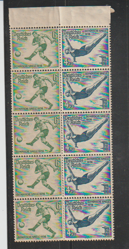 Germany Scott #B83a MNH 1936 4+3pf and 6+4pf se-tenant Booklet Pane slight seper