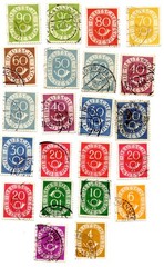 West Germany Posthorn Definitive Stamp Lot 22 Used 4pf-90pf 1951-52 Bundespost