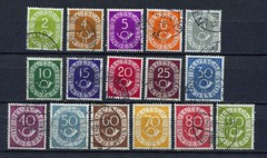 Germany – BRD : Post Horn set from 1951 ( Scott 670 – 685 ) – used !