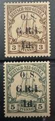 DP Stamps, New Britain, 1914, SC O1-O2, MLH, Complete Set, VF