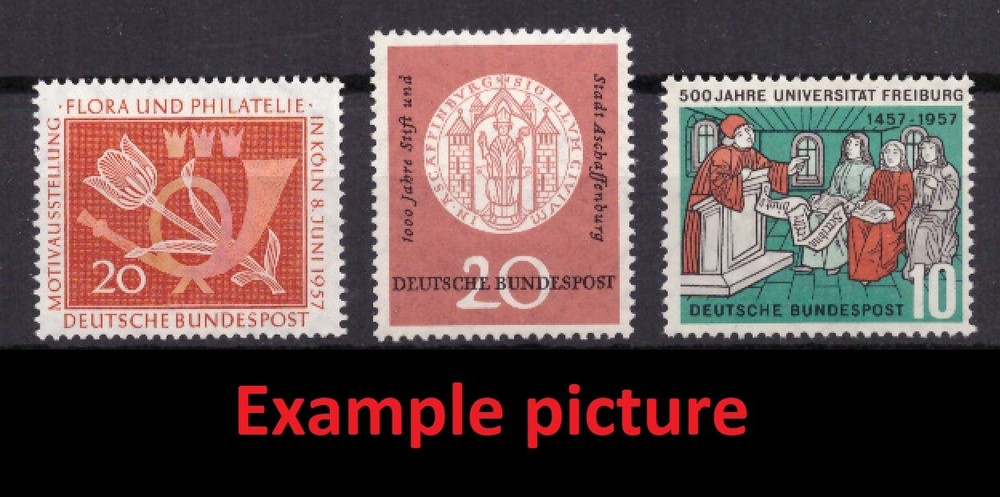 EB0254) GERMANY Mi 254, 255, 256, SC 764, 765, 766 MNH **, Original Gum, 1957