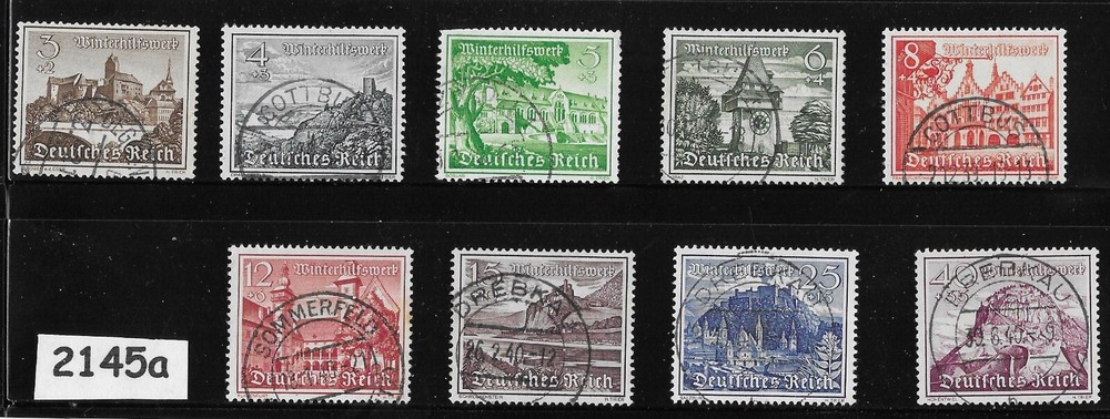 Stamp set B160-B168 1939 Germany Third Reich Winter relief fund #2145a