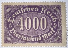 Travelstamps: 1922 Germany Stamps Deutsches Reich 4000 Mark Mi. Nr. 255 MOGNH
