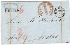 GERMNAY/PRUSSIA: Paid letter to Great Britain 1847, Arr.canc.